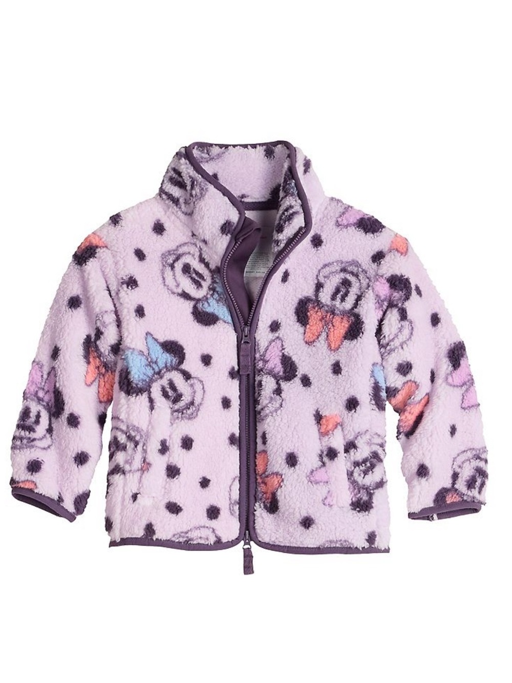 🆕 Plush Purple Minnie Mouse Print toddler Fleece Jacket